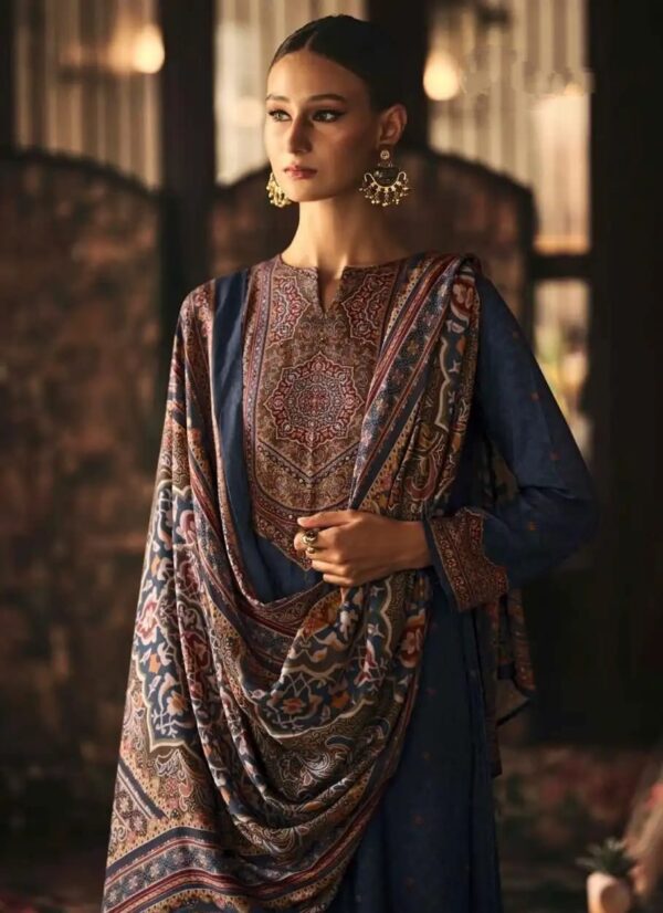 DIGITAL PRINTED UNSTITCHED PASHMINA SUIT WITH HAND WORK