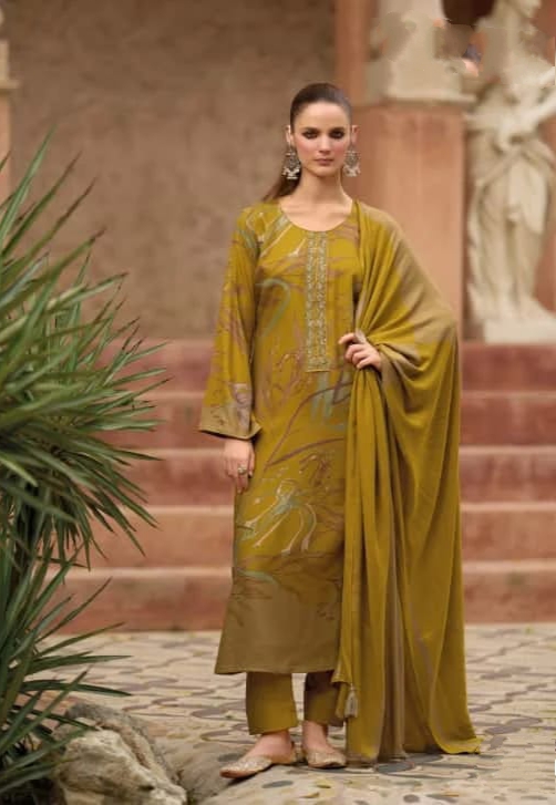 DIGITAL PRINTED UNSTITCHED PASHMINA SUIT WITH HAND WORK - Image 3