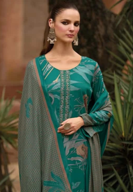 DIGITAL PRINTED UNSTITCHED PASHMINA SUIT WITH HAND WORK - Image 2