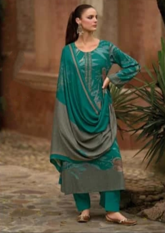 DIGITAL PRINTED UNSTITCHED PASHMINA SUIT WITH HAND WORK - Image 3