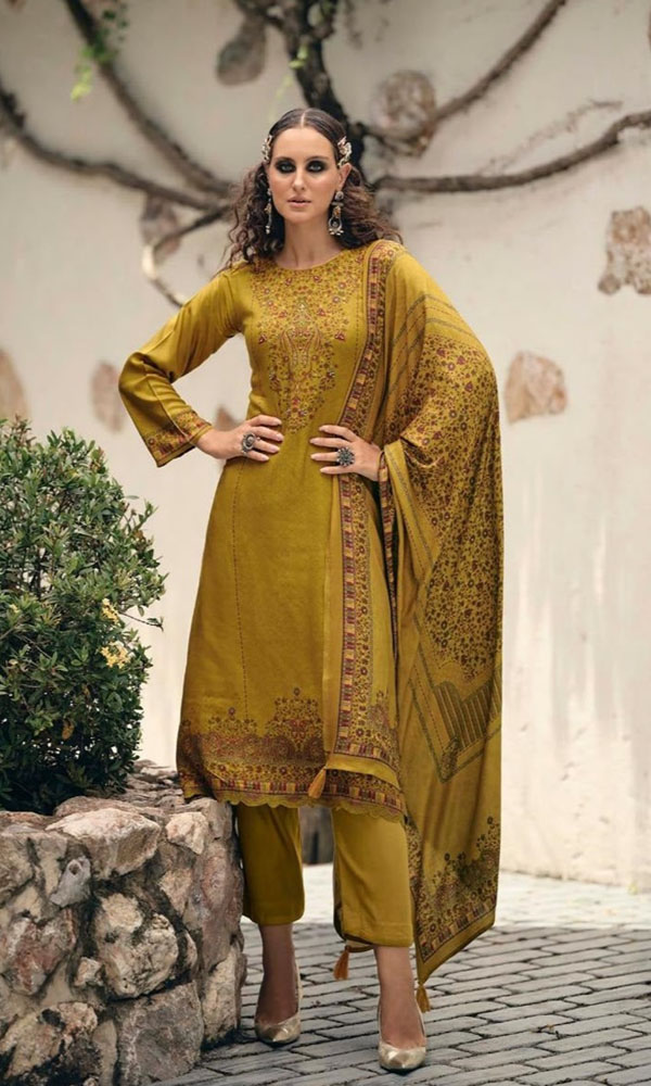 DIGITAL PRINTED UNSTITCHED PASHMINA SUIT WITH HAND WORK