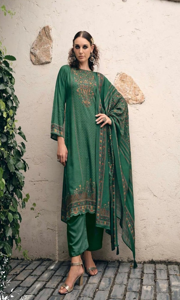 DIGITAL PRINTED UNSTITCHED PASHMINA SUIT WITH HAND WORK