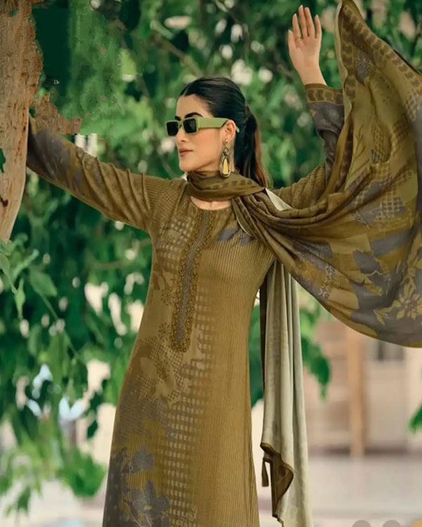 DIGITAL PRINTED UNSTITCHED PASHMINA SUIT WITH LACE WORK - Image 5