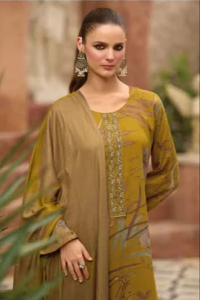 DIGITAL PRINTED UNSTITCHED PASHMINA SUIT WITH HAND WORK - Image 2