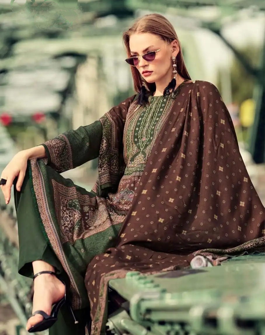 DIGITAL PRINTED UNSTITCHED PASHMINA SUIT WITH HAND WORK - Image 2