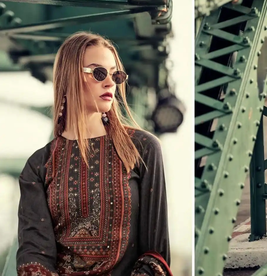 DIGITAL PRINTED UNSTITCHED PASHMINA SUIT WITH HAND WORK - Image 3