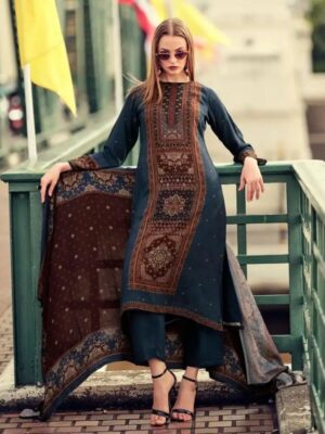 DIGITAL PRINTED UNSTITCHED PASHMINA SUIT WITH HAND WORK