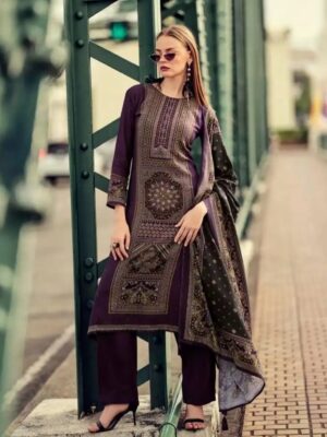 DIGITAL PRINTED UNSTITCHED PASHMINA SUIT WITH HAND WORK