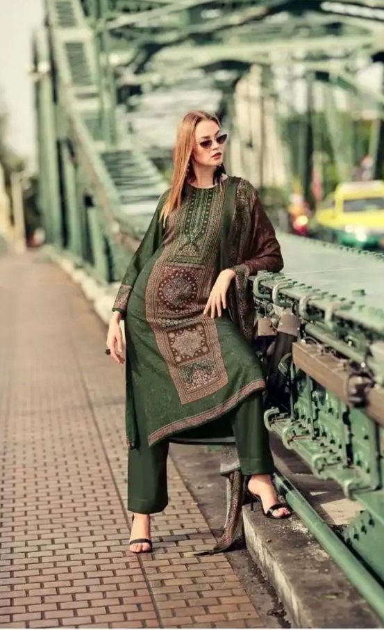 DIGITAL PRINTED UNSTITCHED PASHMINA SUIT WITH HAND WORK - Image 4