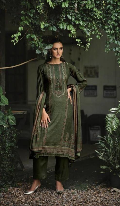 DIGITAL PRINTED UNSTITCHED PASHMINA SUIT WITH KHATLI WORK - Image 2