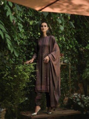 DIGITAL PRINTED UNSTITCHED PASHMINA SUIT WITH KHATLI WORK