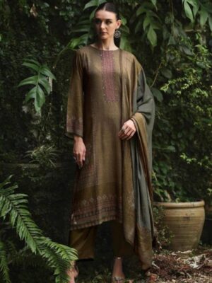 DIGITAL PRINTED UNSTITCHED PASHMINA SUIT WITH KHATLI WORK