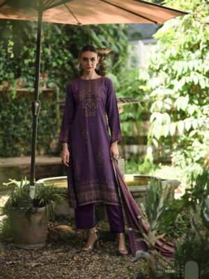 DIGITAL PRINTED UNSTITCHED PASHMINA SUIT WITH KHATLI WORK