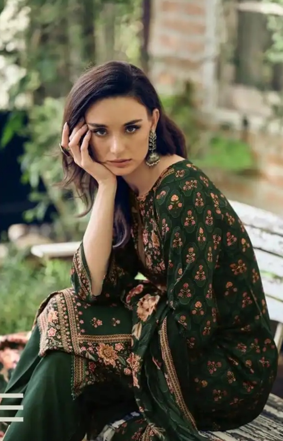 DIGITAL PRINTED UNSTITCHED PASHMINA SUIT WITH KHATLI WORK - Image 2