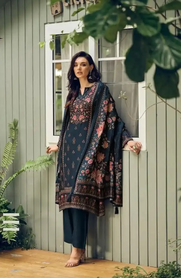 DIGITAL PRINTED UNSTITCHED PASHMINA SUIT WITH KHATLI WORK - Image 2