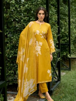 DIGITAL PRINTED UNSTITCHED PASHMINA SUIT WITH DELICATE HANDWORK