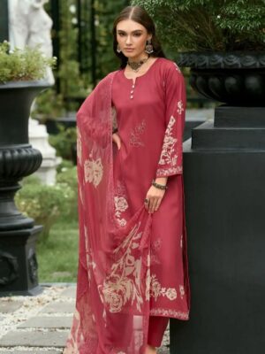 DIGITAL PRINTED UNSTITCHED PASHMINA SUIT WITH DELICATE HANDWORK