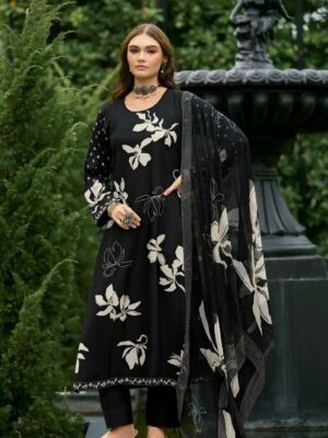 DIGITAL PRINTED UNSTITCHED PASHMINA SUIT WITH DELICATE HANDWORK