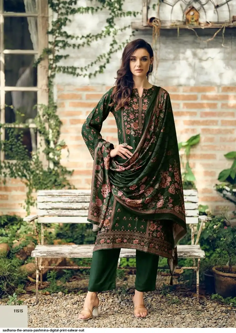 DIGITAL PRINTED UNSTITCHED PASHMINA SUIT WITH KHATLI WORK