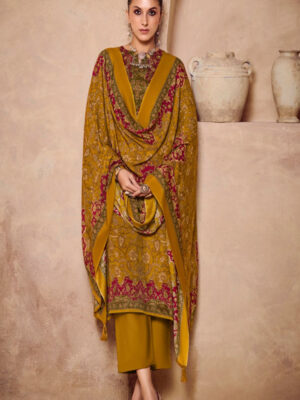 DIGITAL PRINTED MUSLIN SILK UNSTITCHED HEAVY SUIT WITH KHATLI WORK