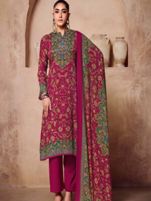 DIGITAL PRINTED MUSLIN SILK UNSTITCHED SUIT WITH HEAVY KHATLI WORK