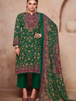 DIGITAL PRINTED MUSLIN SILK UNSTITCHED HEAVY SUIT WITH KHATLI WORK