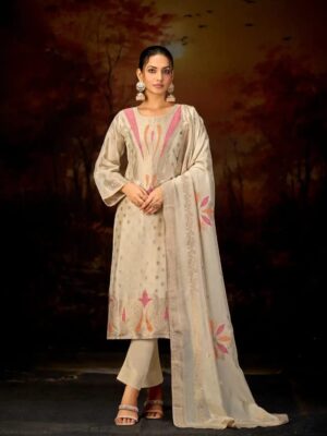 UNSTITCHED BANGLORY SILK JACQUARD SUIT WITH HANDWORK