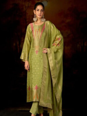 UNSTITCHED BANGLORY SILK JACQUARD SUIT WITH HANDWORK