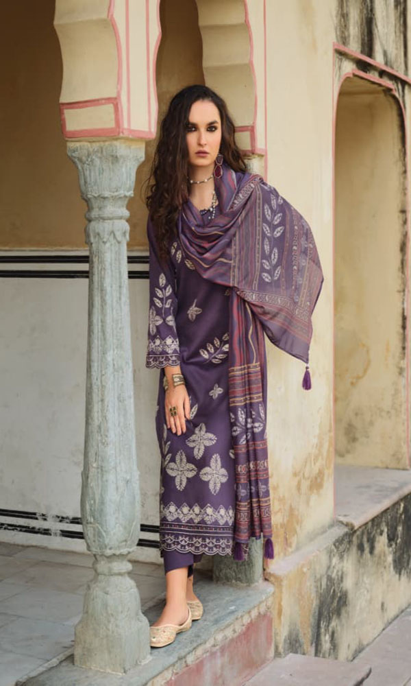 JAAM SILK DIGITAL FOIL PRINTED UNSTITCHED SUIT WITH EMBROIDERY WORK