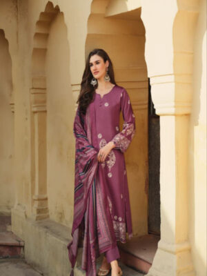 JAAM SILK DIGITAL FOIL PRINTED UNSTITCHED SUIT WITH EMBROIDERY WORK