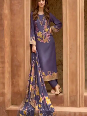 UNSTITCHED JAAM COTTON DIGITAL PRINT SUIT WITH NECK EMBROIDERY