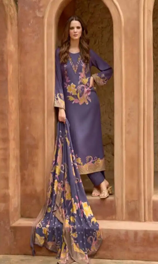 UNSTITCHED JAAM COTTON DIGITAL PRINT SUIT WITH NECK EMBROIDERY