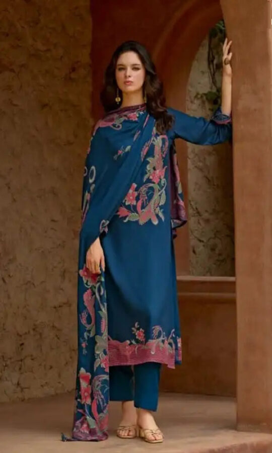 UNSTITCHED JAAM COTTON DIGITAL PRINT SUIT WITH NECK EMBROIDERY