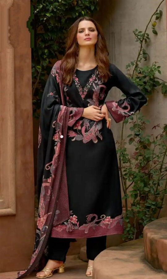 UNSTITCHED JAAM COTTON DIGITAL PRINT SUIT WITH NECK EMBROIDERY