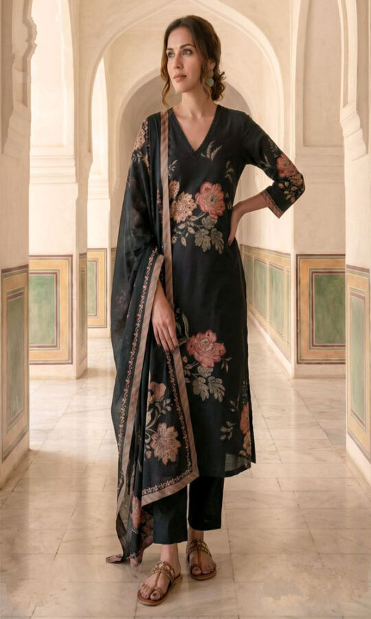 UNSTITCHED LAWN COTTON DIGITAL PRINTED SUIT WITH HANDWORK