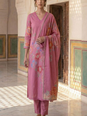 UNSTITCHED LAWN COTTON DIGITAL PRINTED SUIT WITH HANDWORK