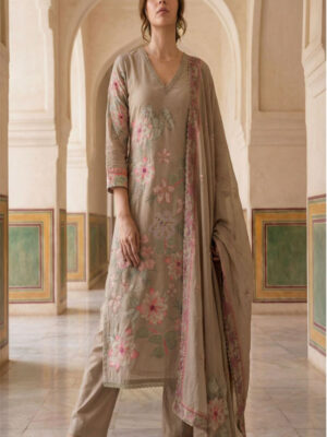 UNSTITCHED LAWN COTTON DIGITAL PRINTED SUIT WITH HANDWORK