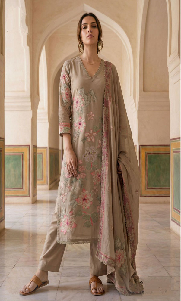 UNSTITCHED LAWN COTTON DIGITAL PRINTED SUIT WITH HANDWORK