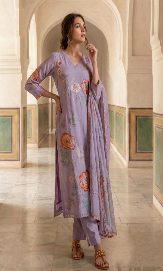 UNSTITCHED LAWN COTTON DIGITAL PRINTED SUIT WITH HANDWORK