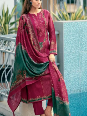 DIGITAL PRINTED JAAM COTTON UNSTITCHED SUIT WITH KHATLI WORK