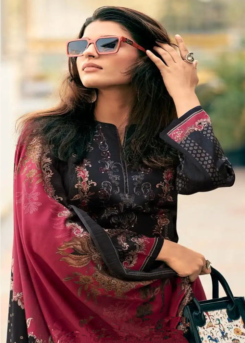 DIGITAL PRINTED JAAM COTTON UNSTITCHED SUIT WITH KHATLI WORK - Image 2