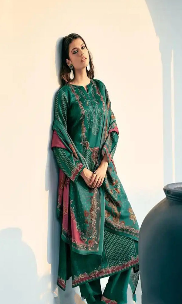 DIGITAL PRINTED JAAM COTTON UNSTITCHED SUIT WITH KHATLI WORK - Image 3