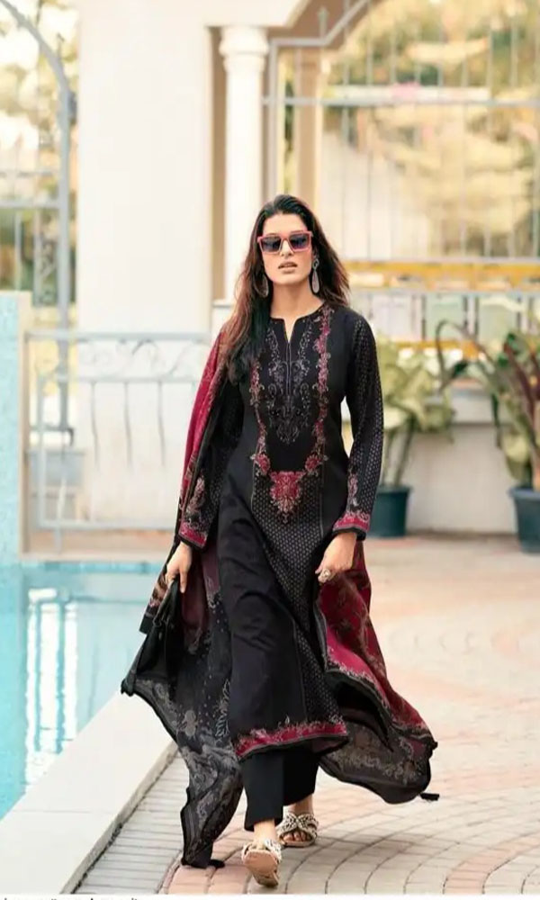 DIGITAL PRINTED JAAM COTTON UNSTITCHED SUIT WITH KHATLI WORK