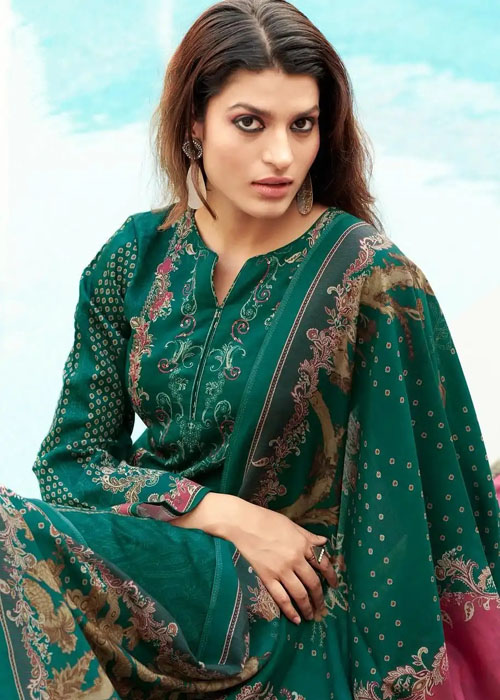 DIGITAL PRINTED JAAM COTTON UNSTITCHED SUIT WITH KHATLI WORK - Image 4