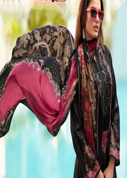 DIGITAL PRINTED JAAM COTTON UNSTITCHED SUIT WITH KHATLI WORK - Image 5