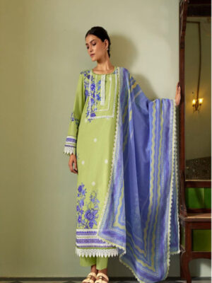 DIGITAL PRINTED LAWN COTTON UNSTITCHED SUIT WITH EMBROIDERY AND CROCHET WORK