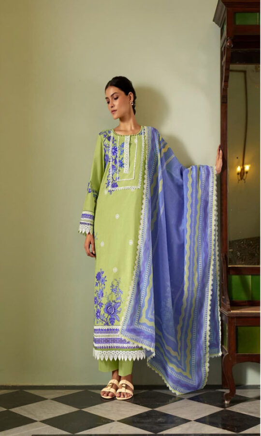 DIGITAL PRINTED LAWN COTTON UNSTITCHED SUIT WITH EMBROIDERY AND CROCHET WORK