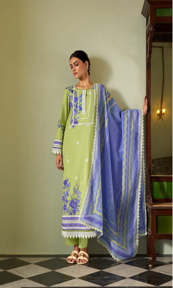 DIGITAL PRINTED LAWN COTTON UNSTITCHED SUIT WITH EMBROIDERY AND CROCHET WORK