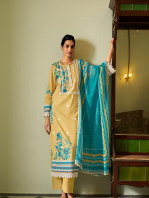 DIGITAL PRINTED LAWN COTTON UNSTITCHED SUIT WITH EMBROIDERY AND CROCHET WORK