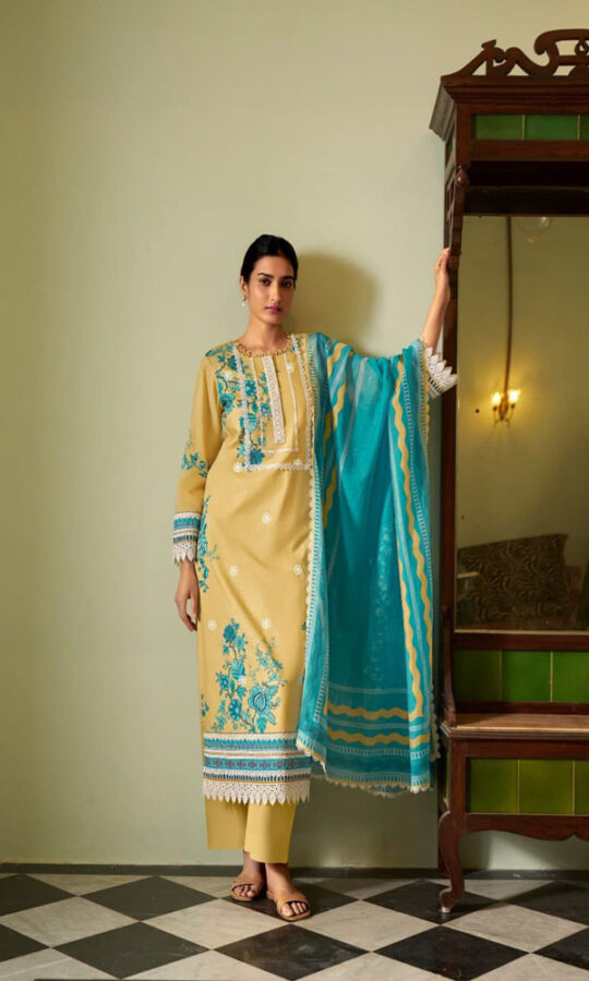 DIGITAL PRINTED LAWN COTTON UNSTITCHED SUIT WITH EMBROIDERY AND CROCHET WORK